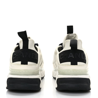 Chanel Velvet Calfskin Mixed Fibers CC Sneakers 38 Ivory Black 5 of 8