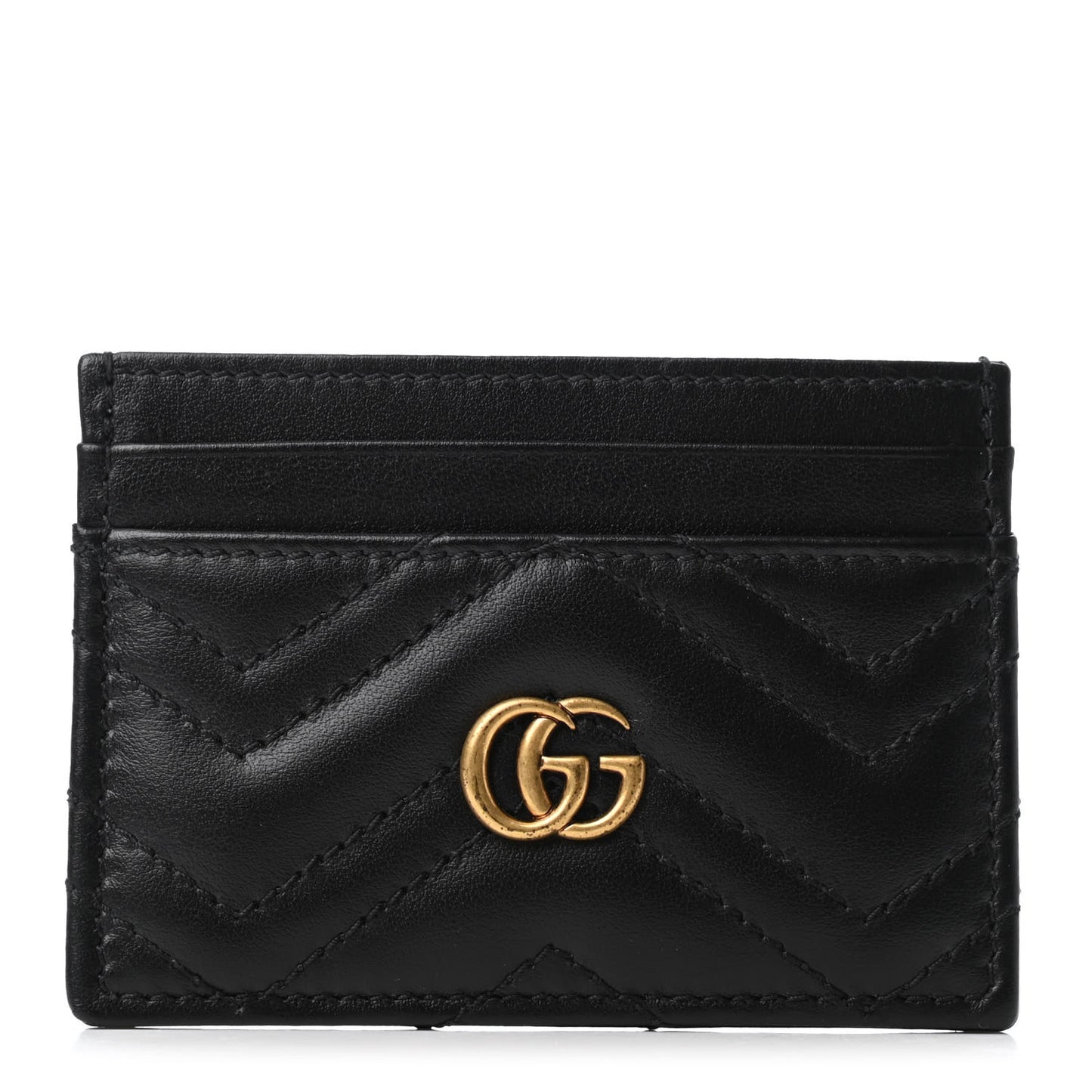 Calfskin Matelasse GG Marmont Card Holder Black