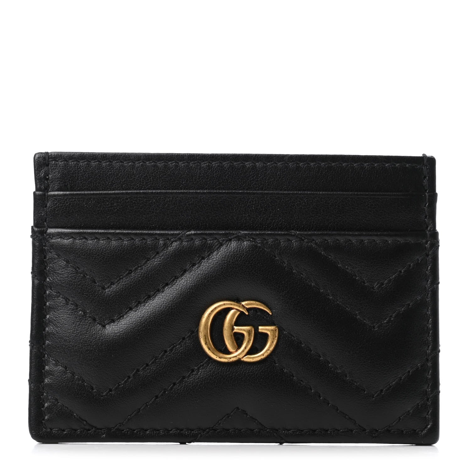 Gucci Calfskin Matelasse GG Marmont Card Holder Black 1 of 4
