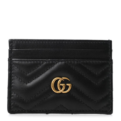 Gucci Calfskin Matelasse GG Marmont Card Holder Black 1 of 4