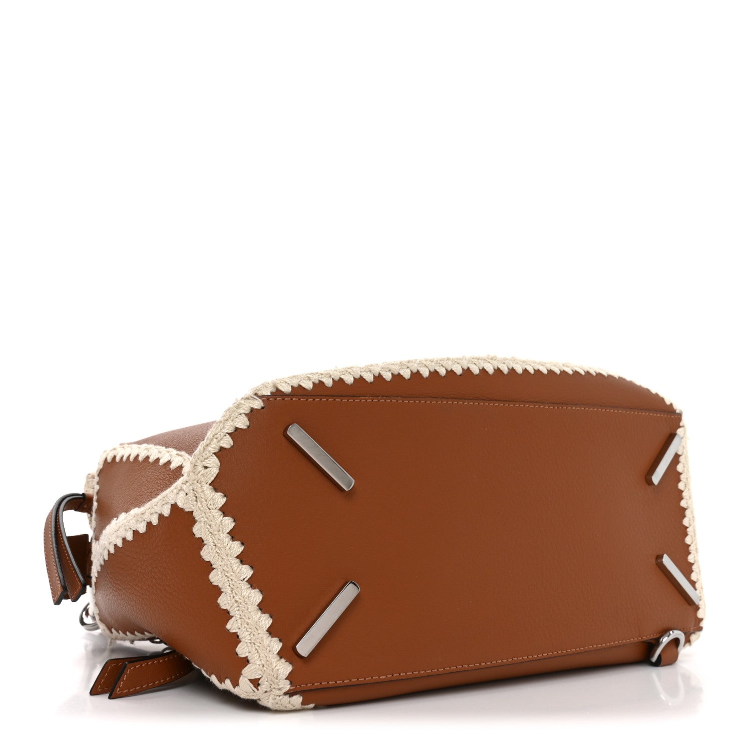 Loewe Calfskin Crochet Trim Medium Puzzle Bag Tan 3 of 8