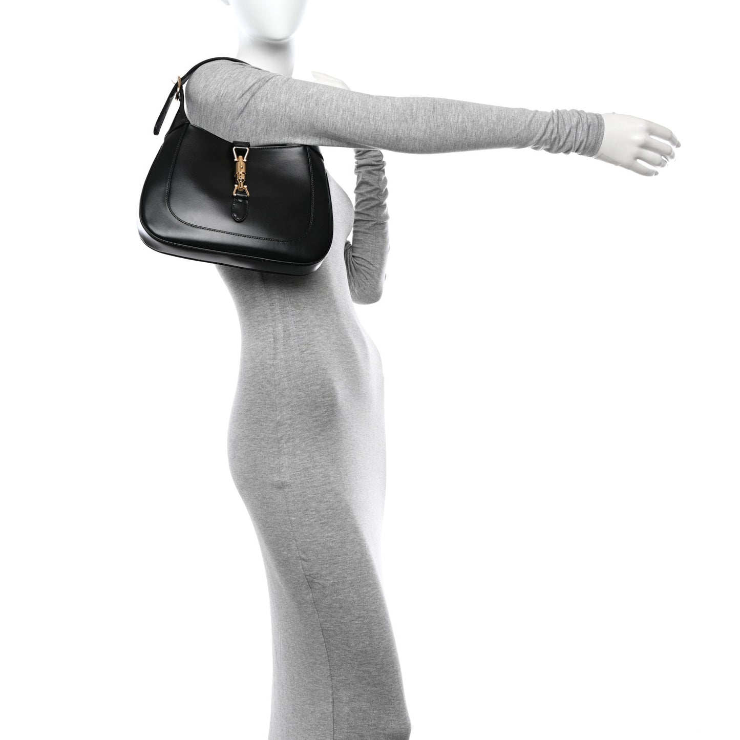 Boarded Dyana Lux Calfskin Small Jackie 1961 Hobo Black