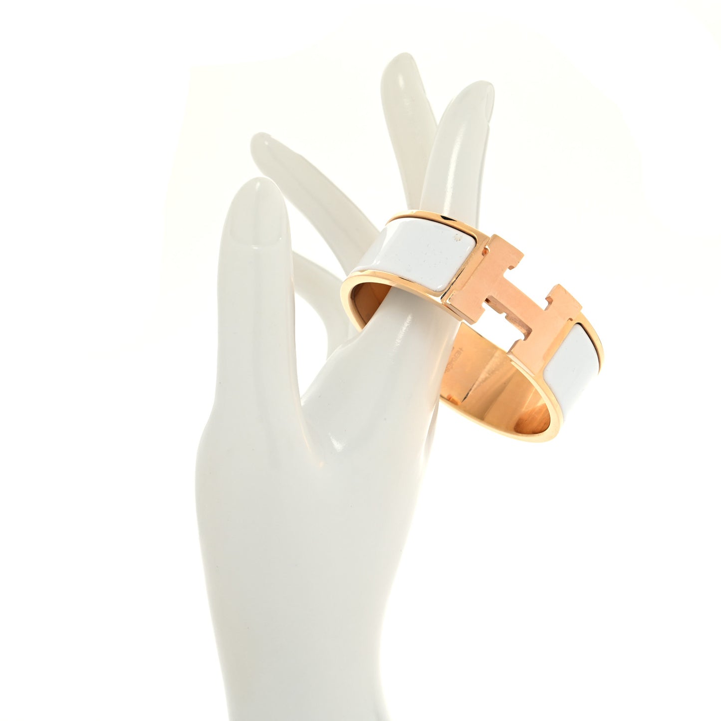 Enamel Wide Clic Clac H Bracelet PM White