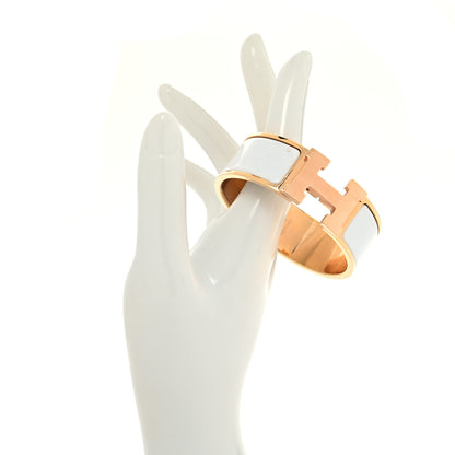 Hermes Enamel Wide Clic Clac H Bracelet PM White 2 of 5