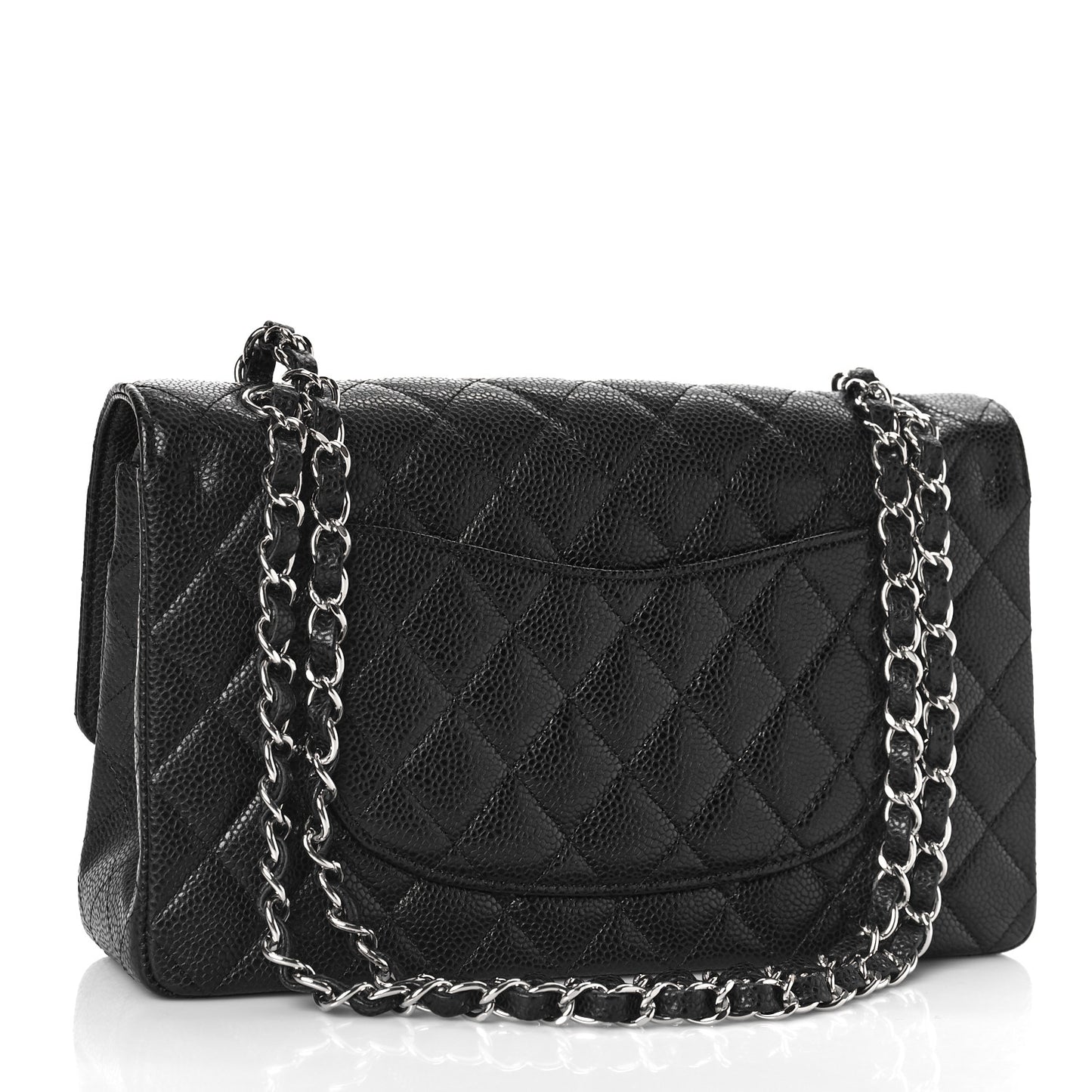 Caviar Quilted Medium Double Flap Black