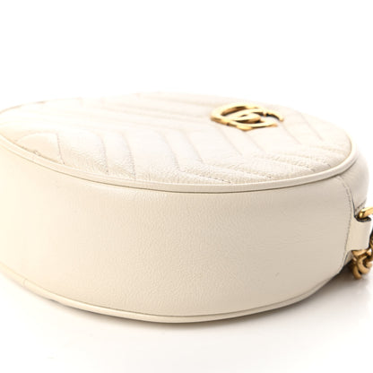 Gucci Calfskin Matelasse Mini GG Marmont Round Shoulder Bag White 7 of 11