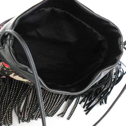 Saint Laurent Jacquard Leather Small Fringed Sunset Helena Bucket Bag 5 of 7