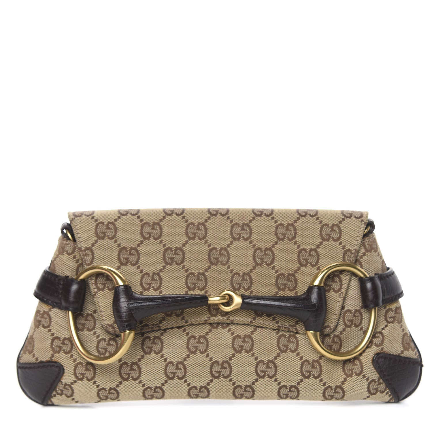 Gucci Monogram Horsebit Clutch Dark Brown 1 of 11