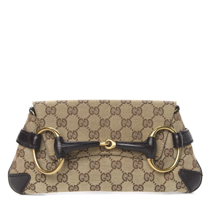 Gucci Monogram Horsebit Clutch Dark Brown 1 of 11