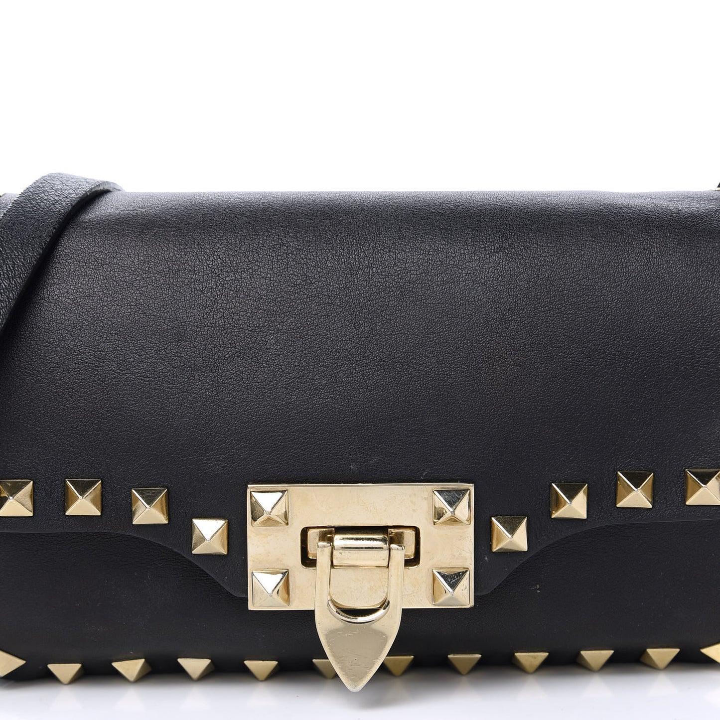 Vitello Mini Rockstud Flap Saddle Crossbody Bag Black