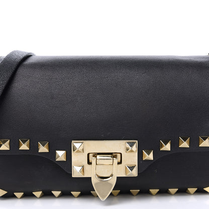 Valentino Garavani Vitello Mini Rockstud Flap Saddle Crossbody Bag Black 9 of 11
