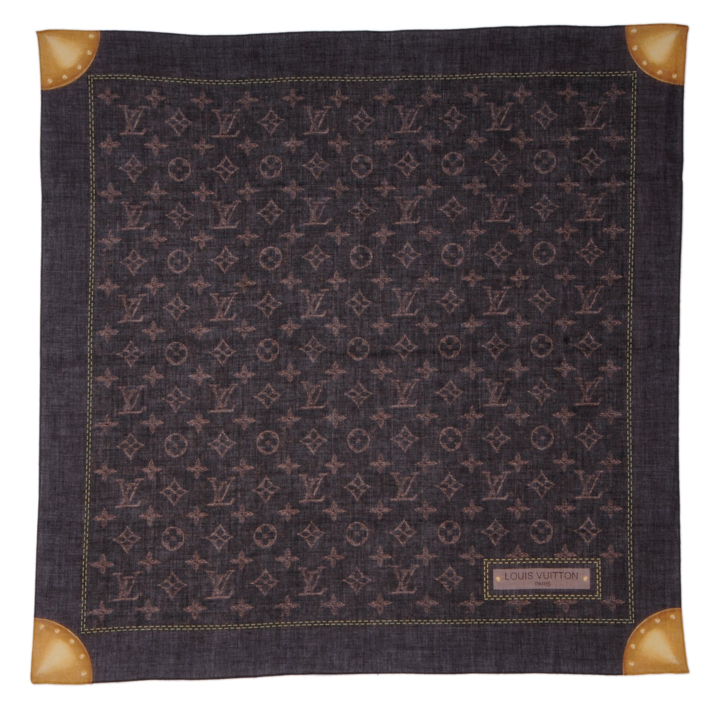 Cotton Denim Scarf Monogram Ebene