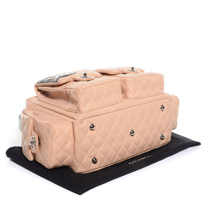 Chanel Calfskin Quilted Large Cambon Multipocket Reporter Beige Black 4 of 7