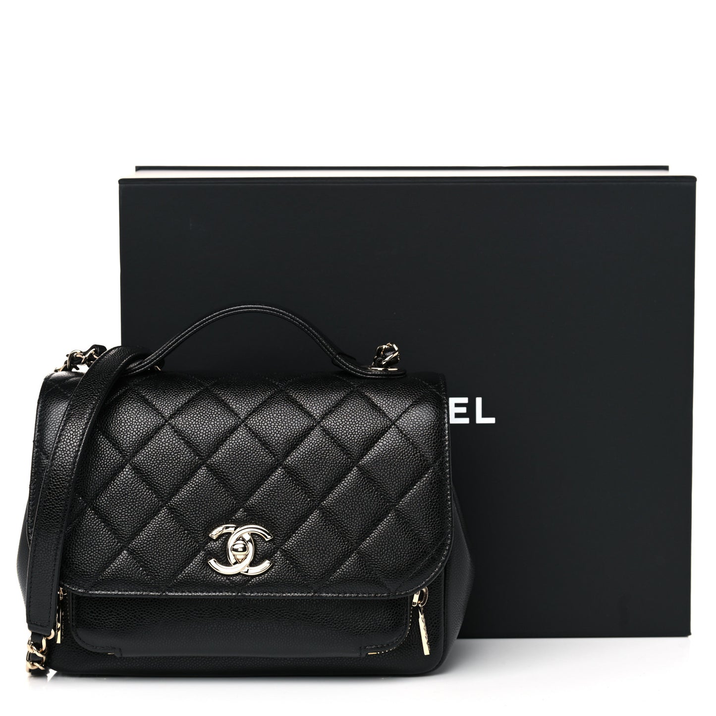 Caviar Quilted Small Business Affinity Flap Black