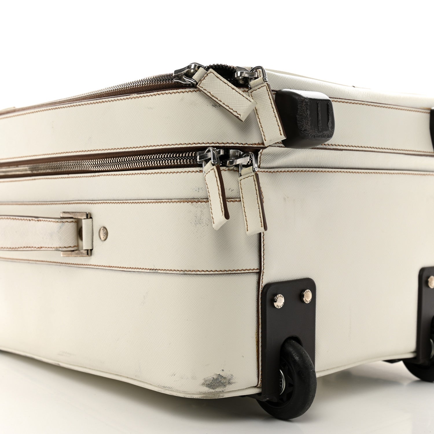 Prada Saffiano Travel Trolley Luggage White 8 of 15