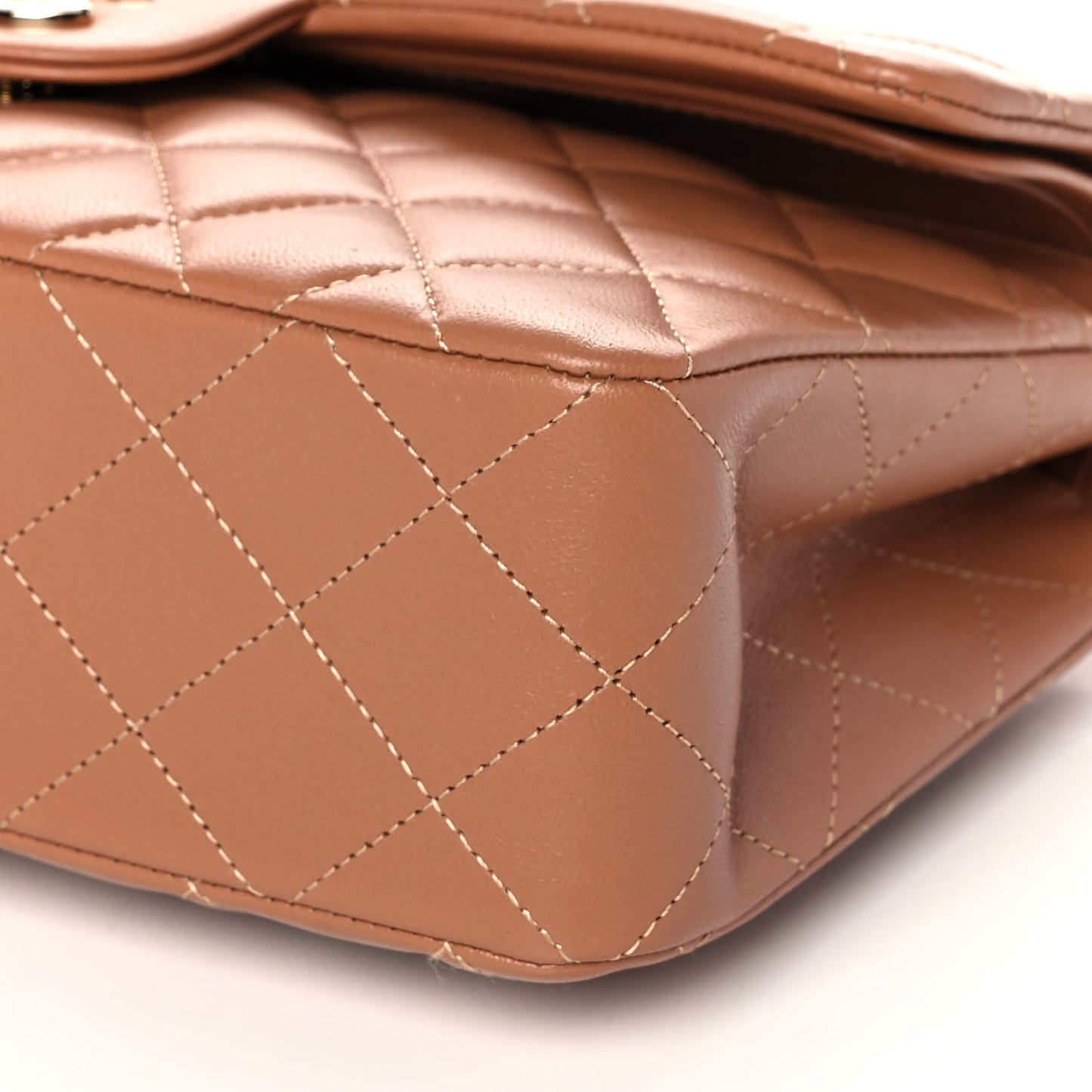 Lambskin Quilted Small Double Flap Brown