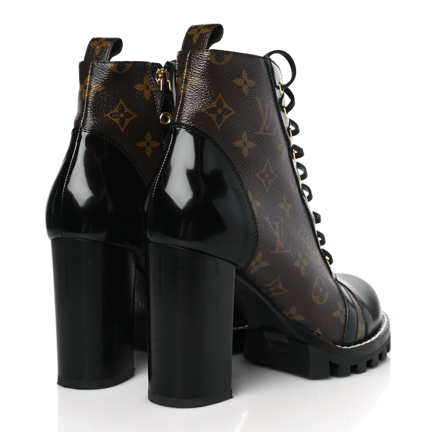 Patent Calfskin Monogram Star Trail Ankle Boots 41 Black
