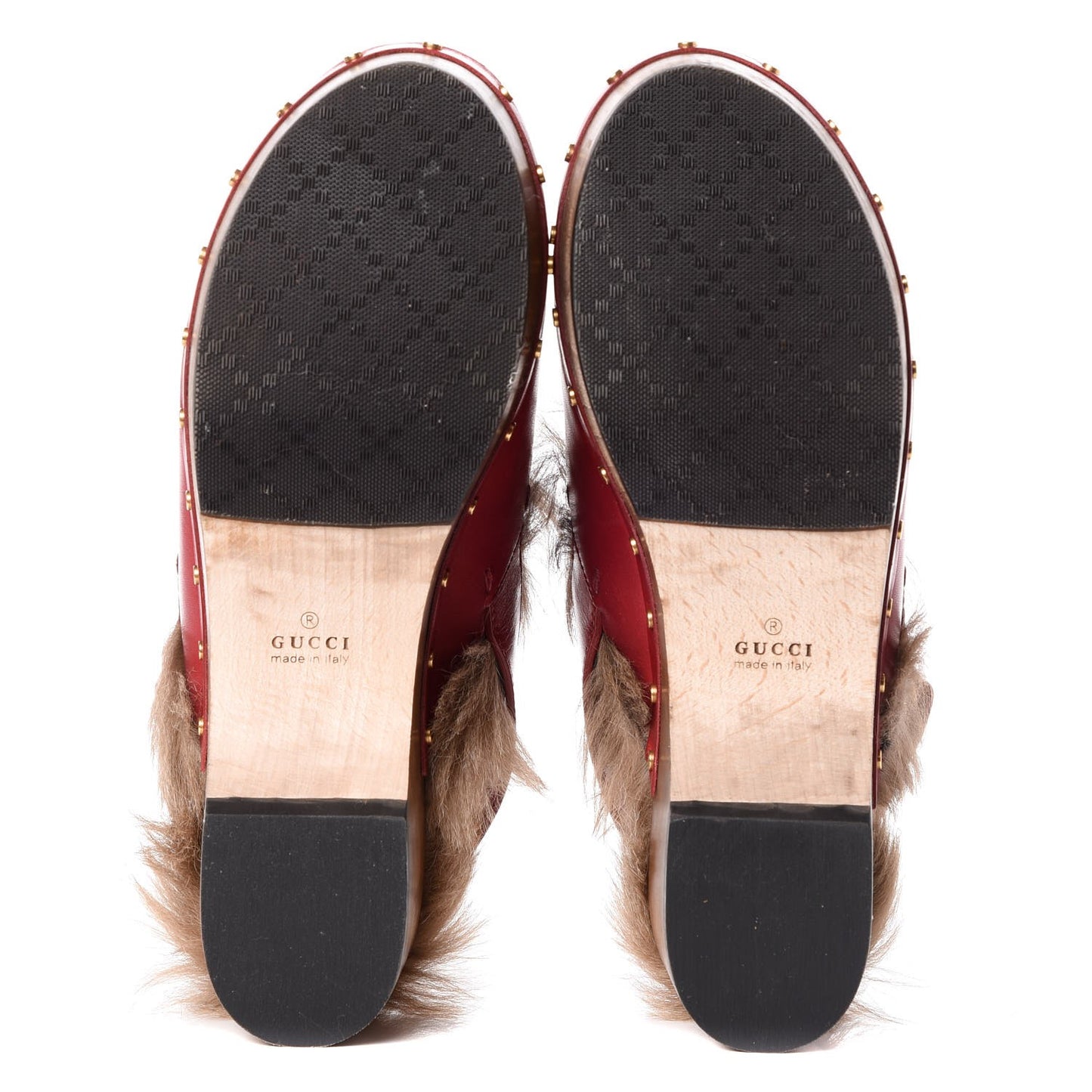 Calfskin Fur Horsebit Amstel Slingback Clogs 37.5 Rosso Naturale