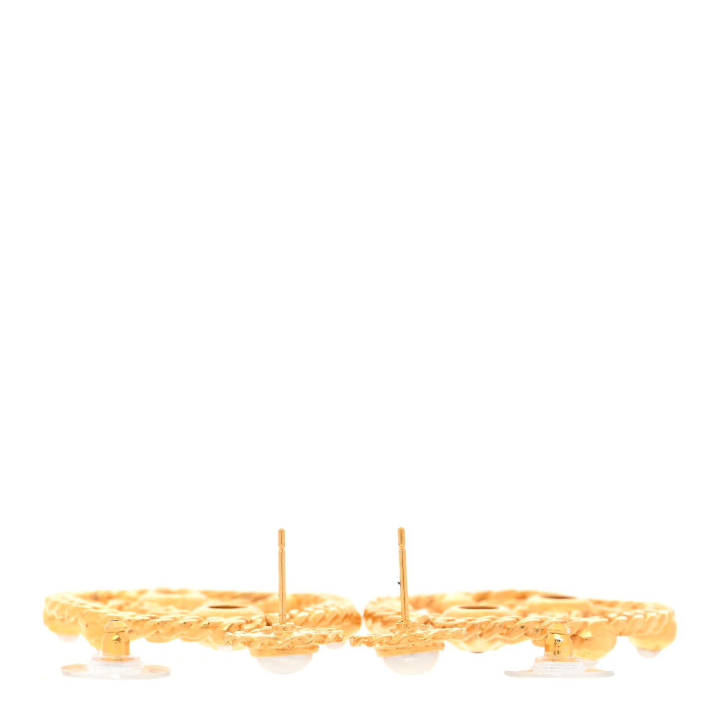 Pearl Gripoix CC Chain Drop Earrings Gold