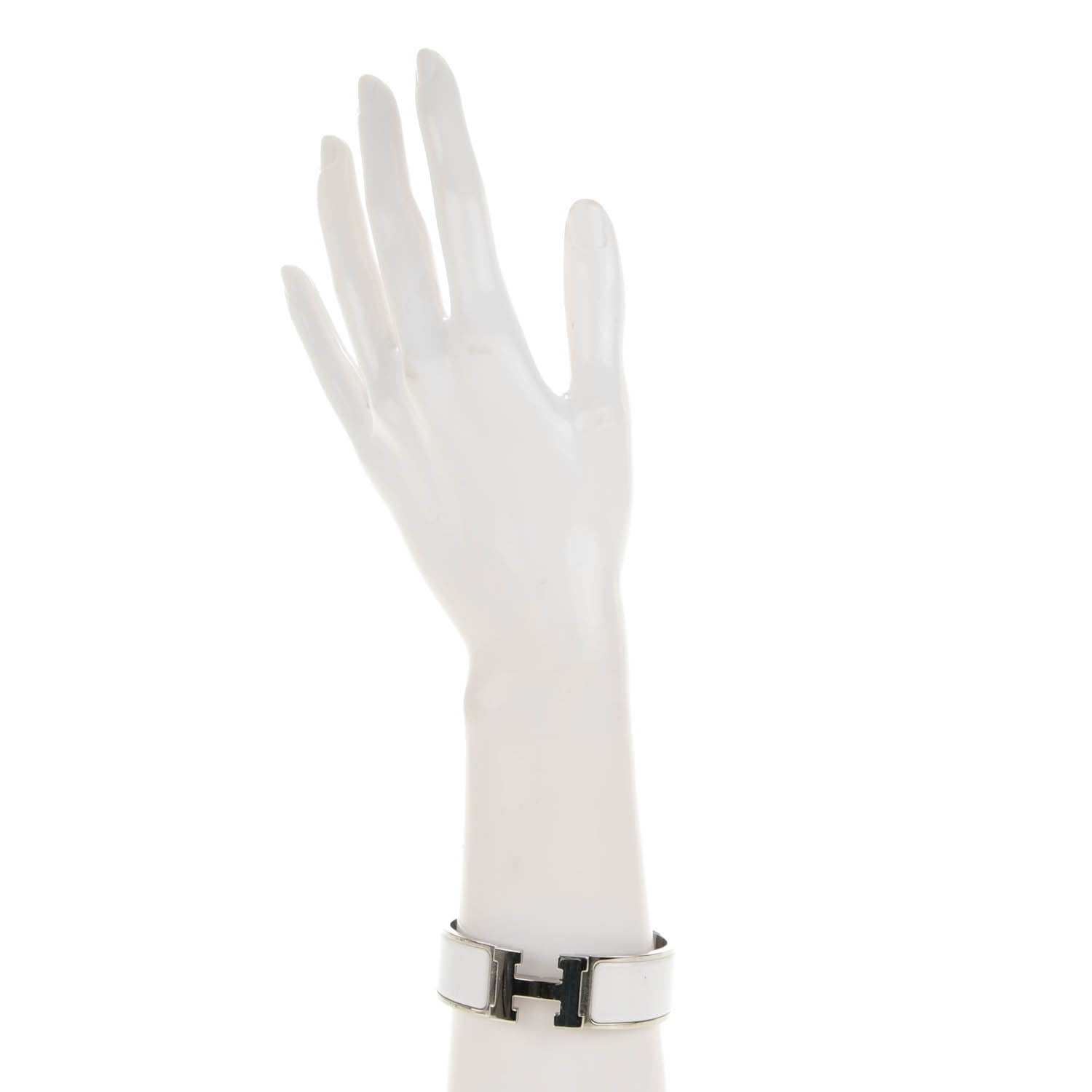 Hermes Enamel Wide Clic Clac H Bracelet GM White 2 of 4