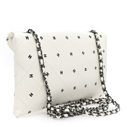 Chanel Printed Lambskin Logo CC Envelope Clutch With Chain White 3 of 10