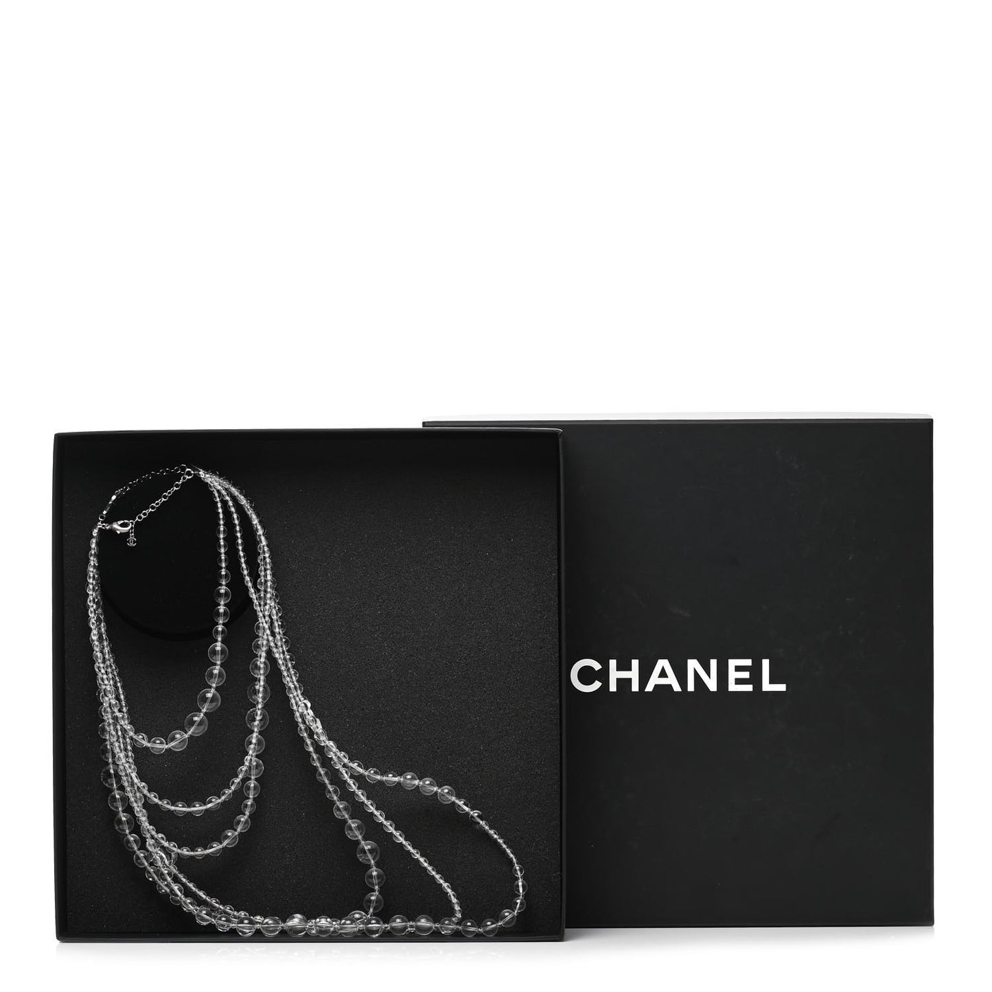 Crystal CC Multi Strand Long Chain Necklace Transparent