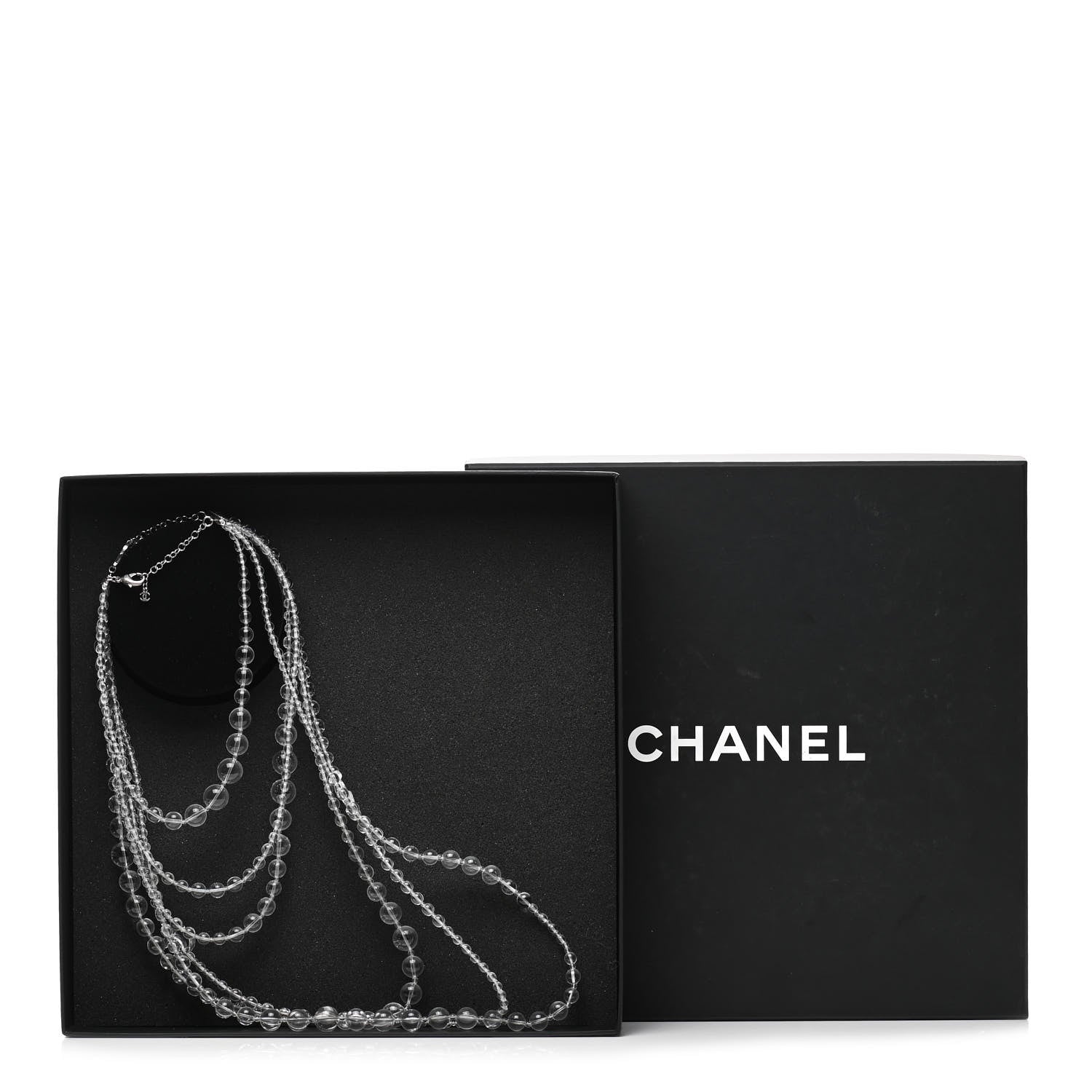 Chanel Crystal CC Multi Strand Long Chain Necklace Transparent 5 of 5