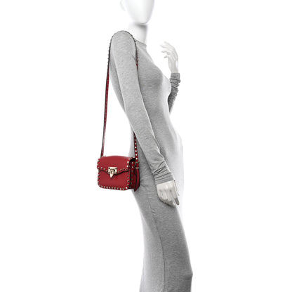 Valentino Garavani Vitello Small Rockstud Flap Saddle Bag Red 2 of 15