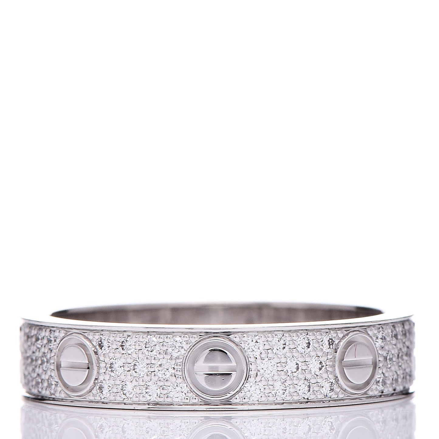 18K White Gold Diamond 4mm LOVE Wedding Paved Band Ring 51 5.75