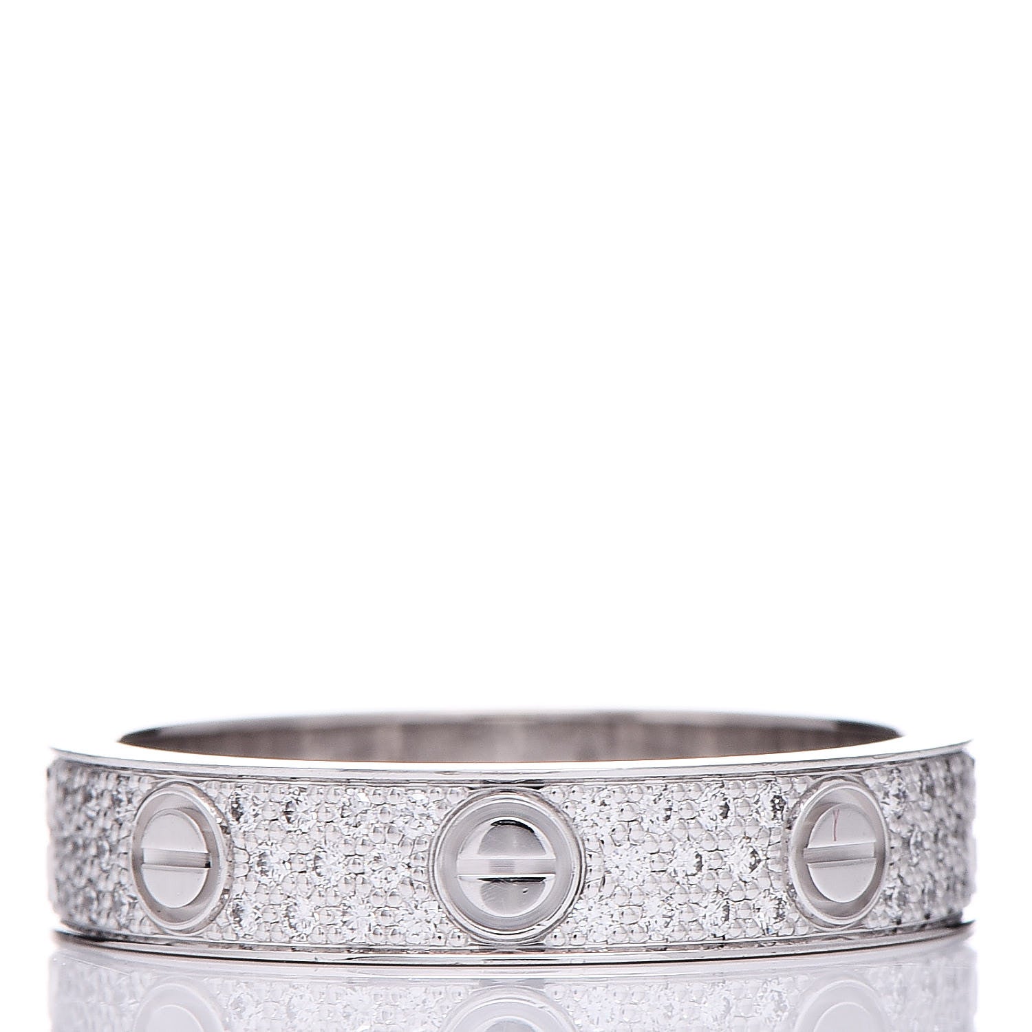 Cartier 18K White Gold Diamond 4mm LOVE Wedding Paved Band Ring 51 5.75 3 of 7