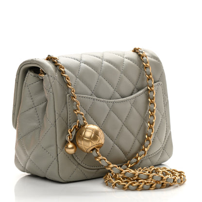 Chanel Lambskin Quilted Mini Pearl Crush Flap Light Grey 3 of 10