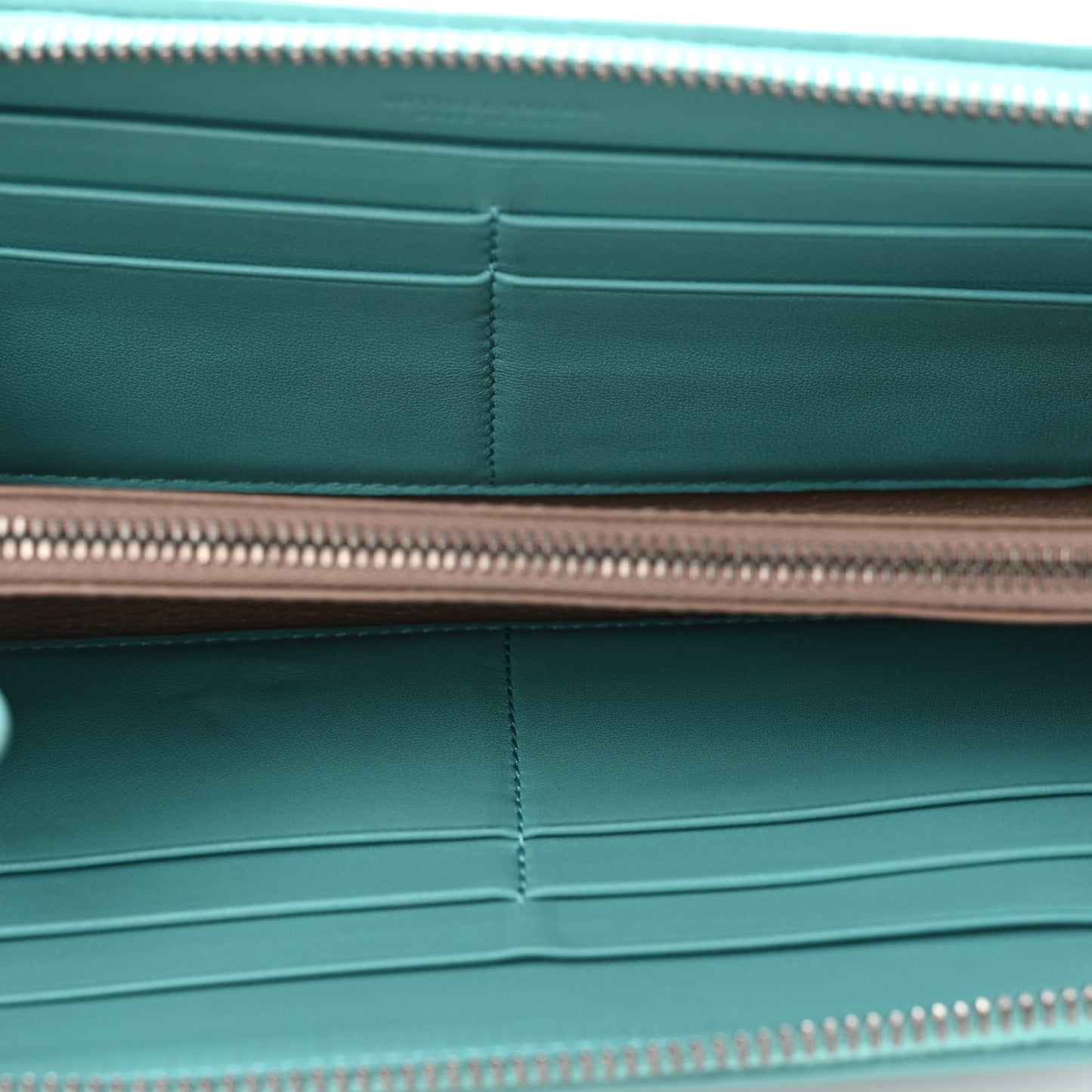 Nappa Intrecciato Zip Around Wallet Aqua
