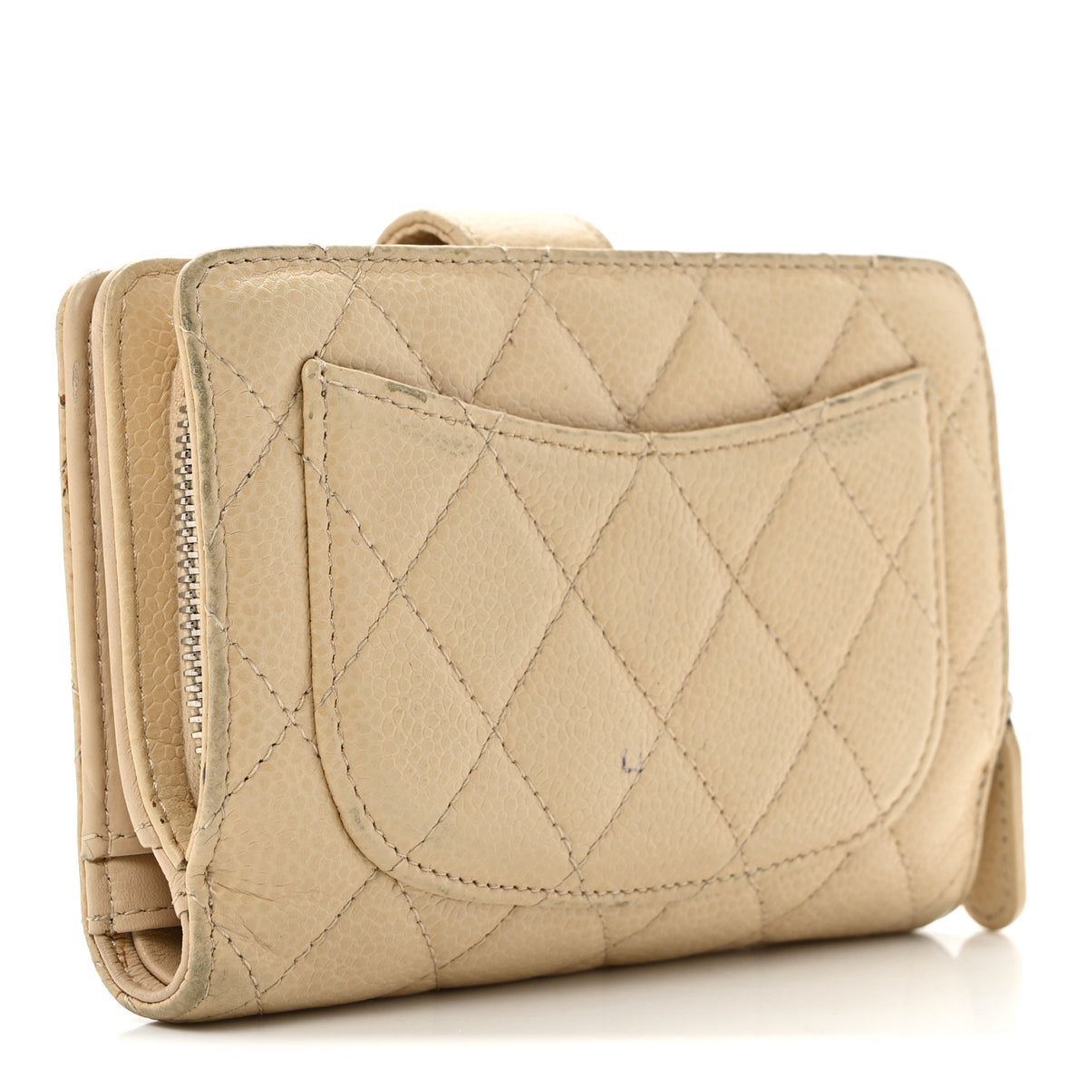 Chanel Caviar Quilted CC French Wallet Light Beige 3 of 10
