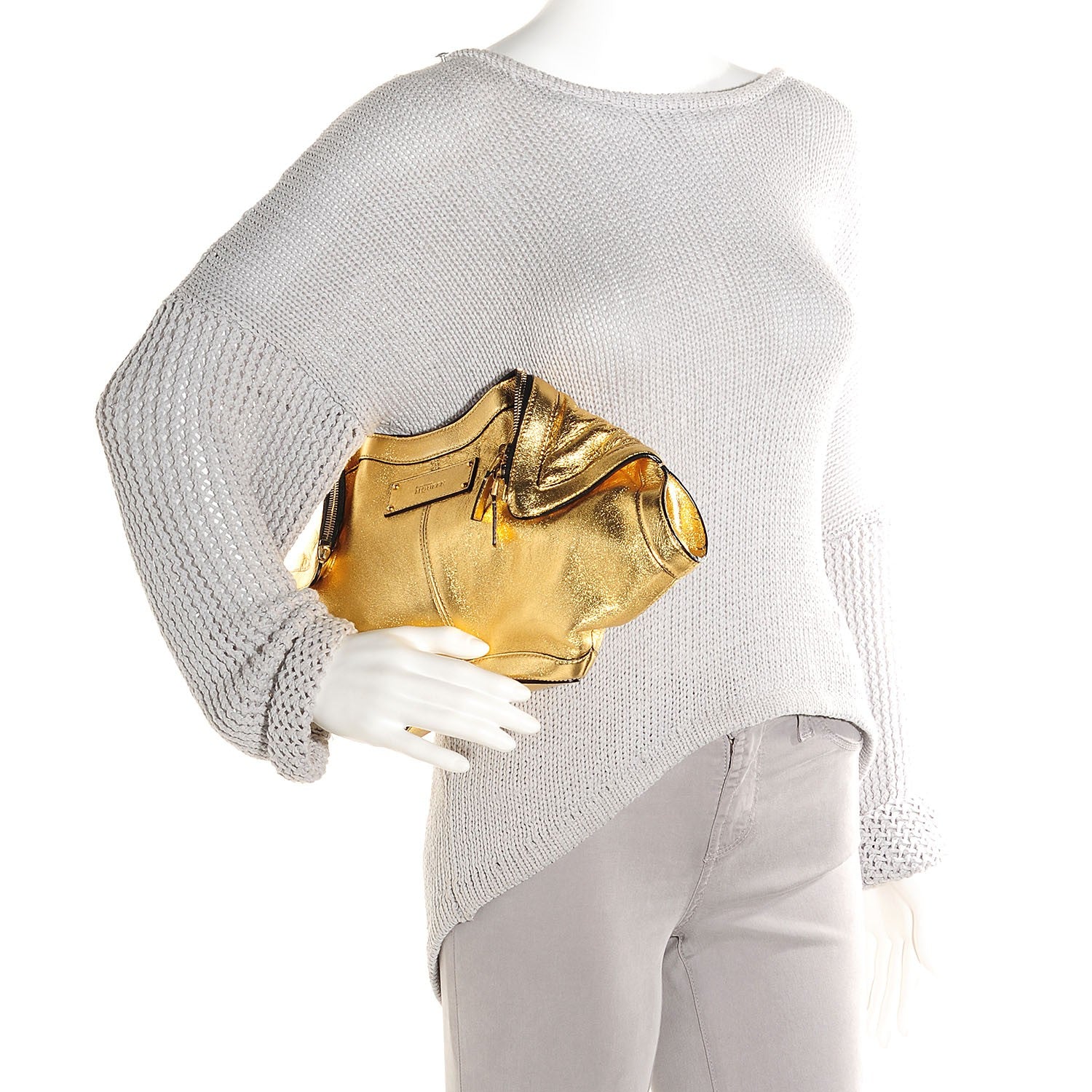 Alexander McQueen Lambskin De Manta Clutch Gold 2 of 7