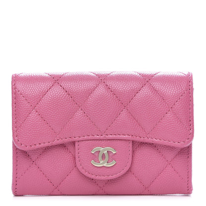 Chanel Caviar Quilted Flap Card Holder Wallet Pink 1 of 9