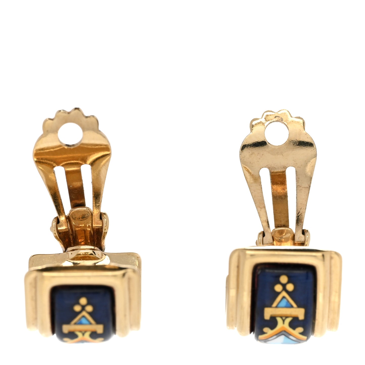 Gold Plated Printed Enamel Clip On Earrings