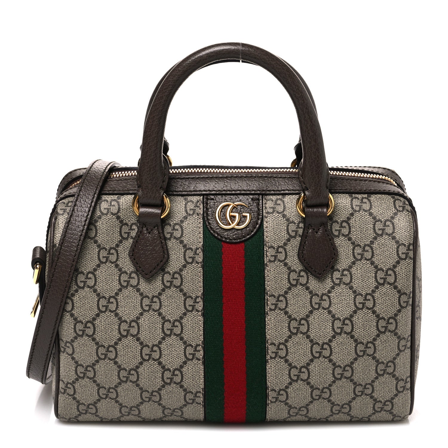 Gucci GG Supreme Monogram Web Small Ophidia Top Handle Bag Beige Ebony 1 of 10