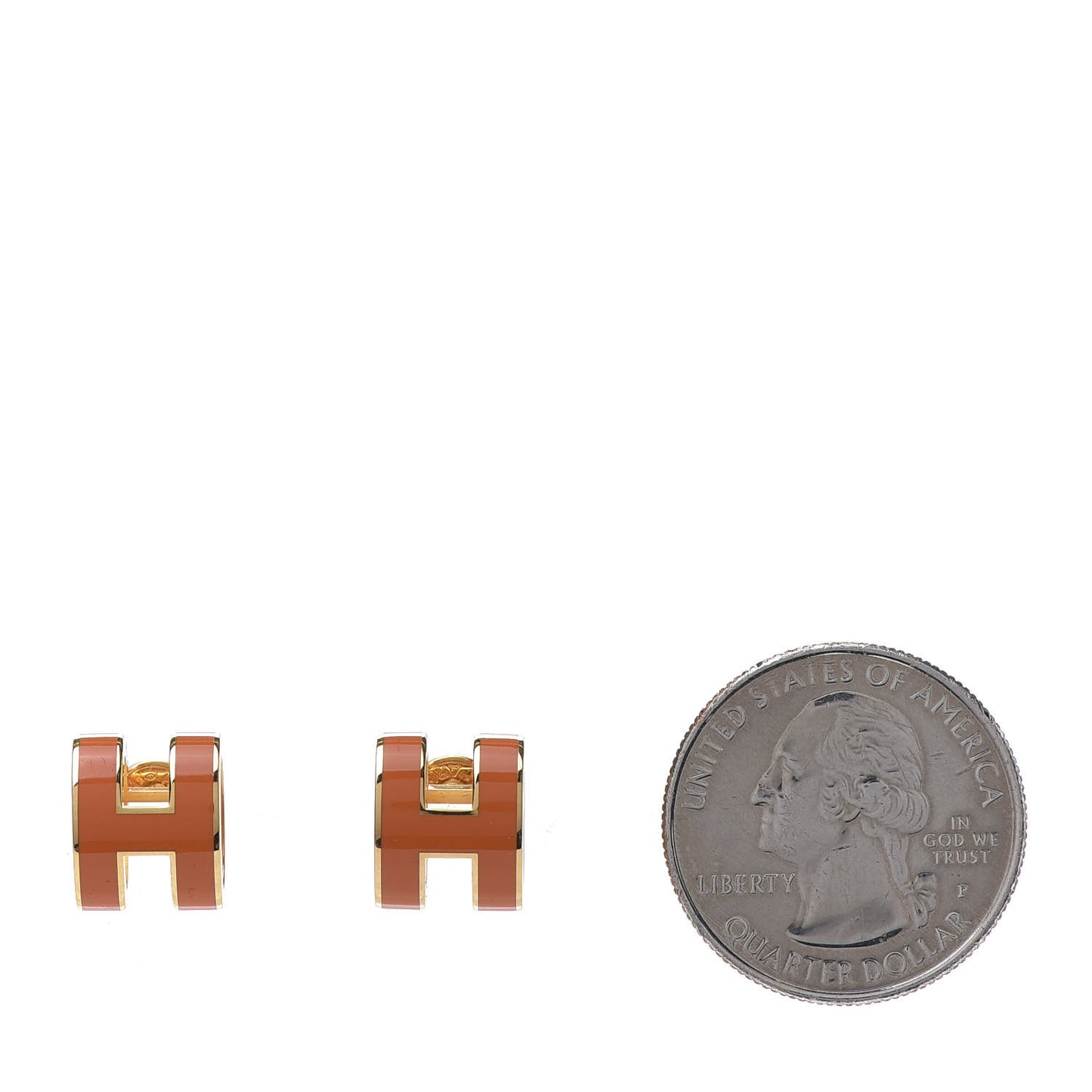 Gold Lacquered Pop H Earrings Orange