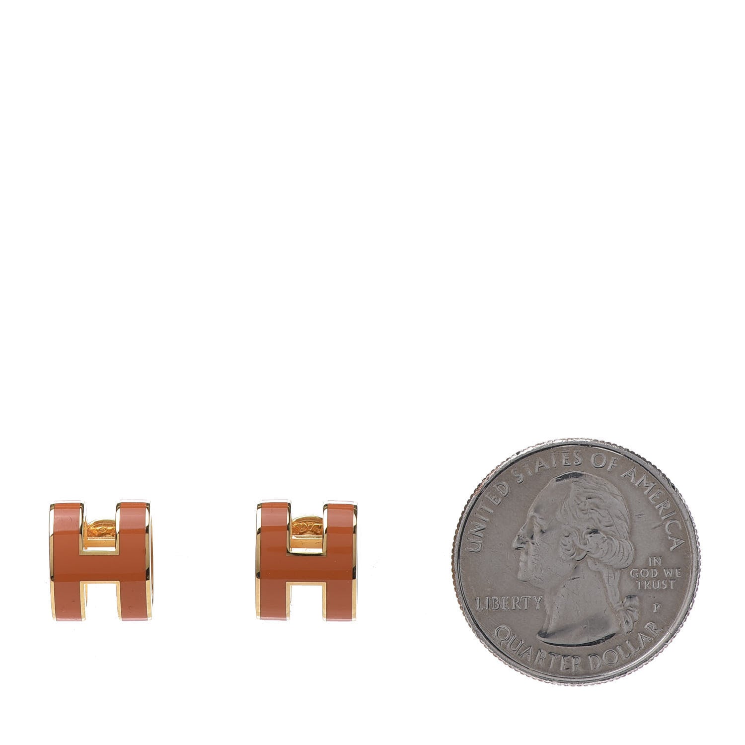Hermes Gold Lacquered Pop H Earrings Orange 2 of 5