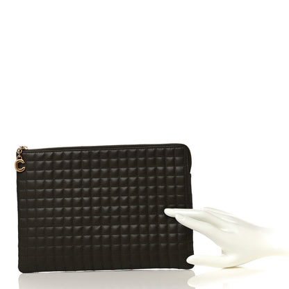 Celine Calfskin Quilted C Charm Pouch Khaki 2 of 13