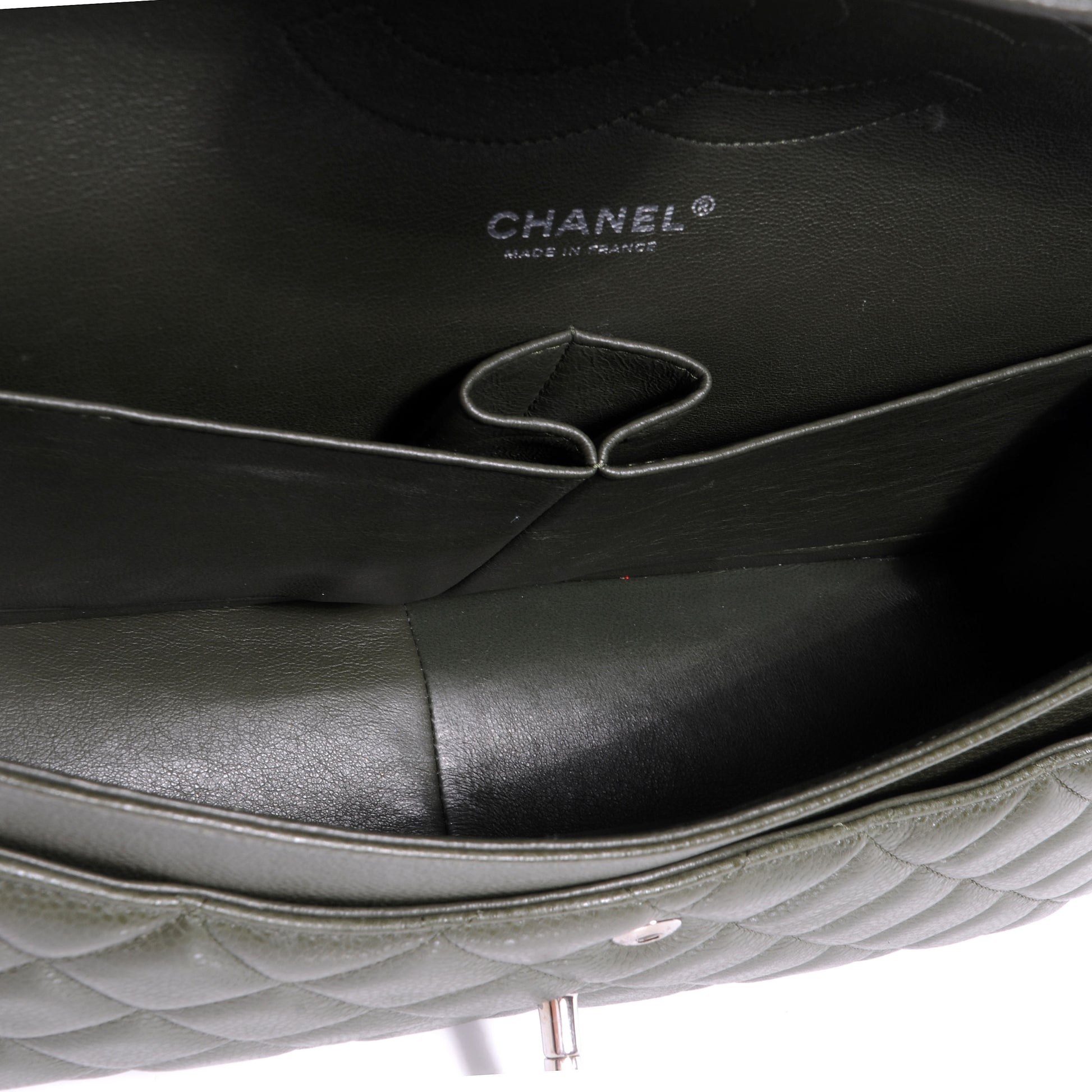 Chanel Caviar Jumbo Double Flap Dark Green 5 of 9