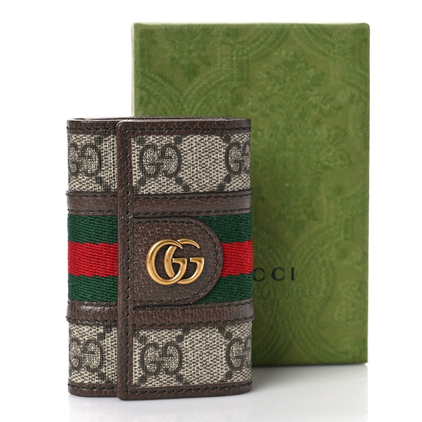 GG Supreme Monogram Web Ophidia 6 Key Holder Case Beige New Acero