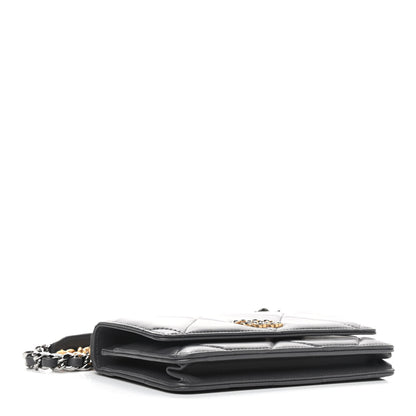 Chanel Lambskin Quilted Chanel 19 Wallet On Chain WOC Dark Grey 4 of 11