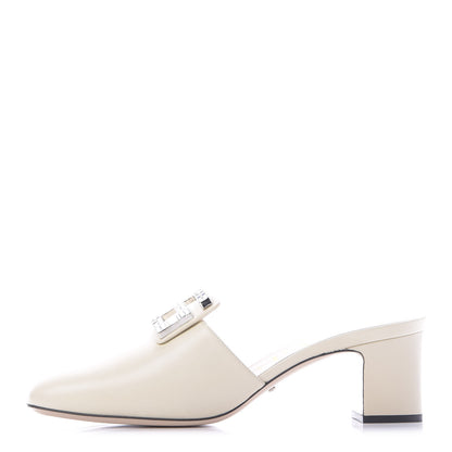 Gucci Malaga Kid Crystal Square G Madelyn Mules 42 Vintage White 1 of 12