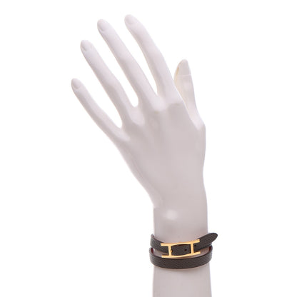 Hermes Epsom Behapi Double Tour Bracelet XS Rouge Casaque Etain 2 of 8