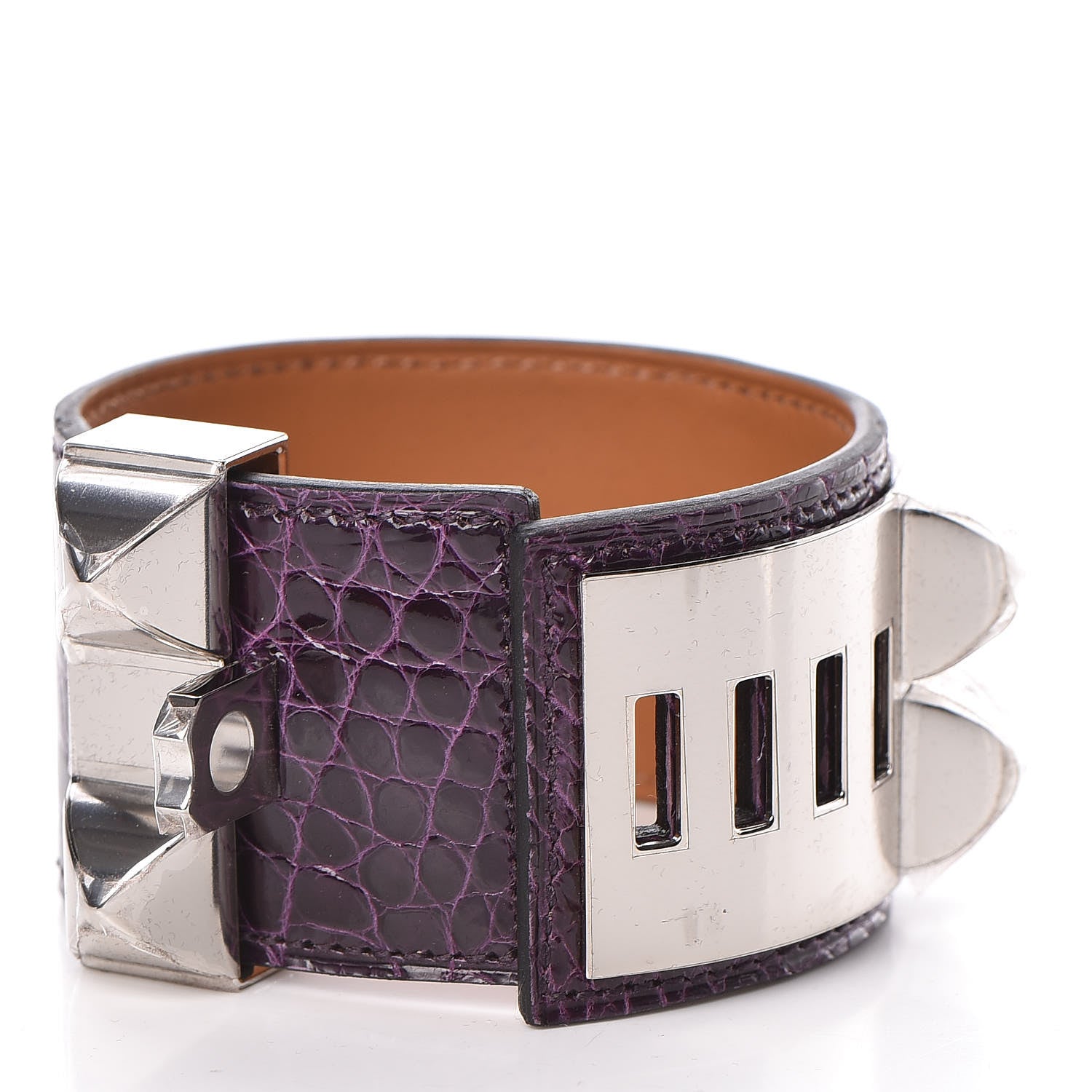 Hermes Shiny Alligator Collier De Chien CDC Bracelet T1 Amethyst 4 of 6