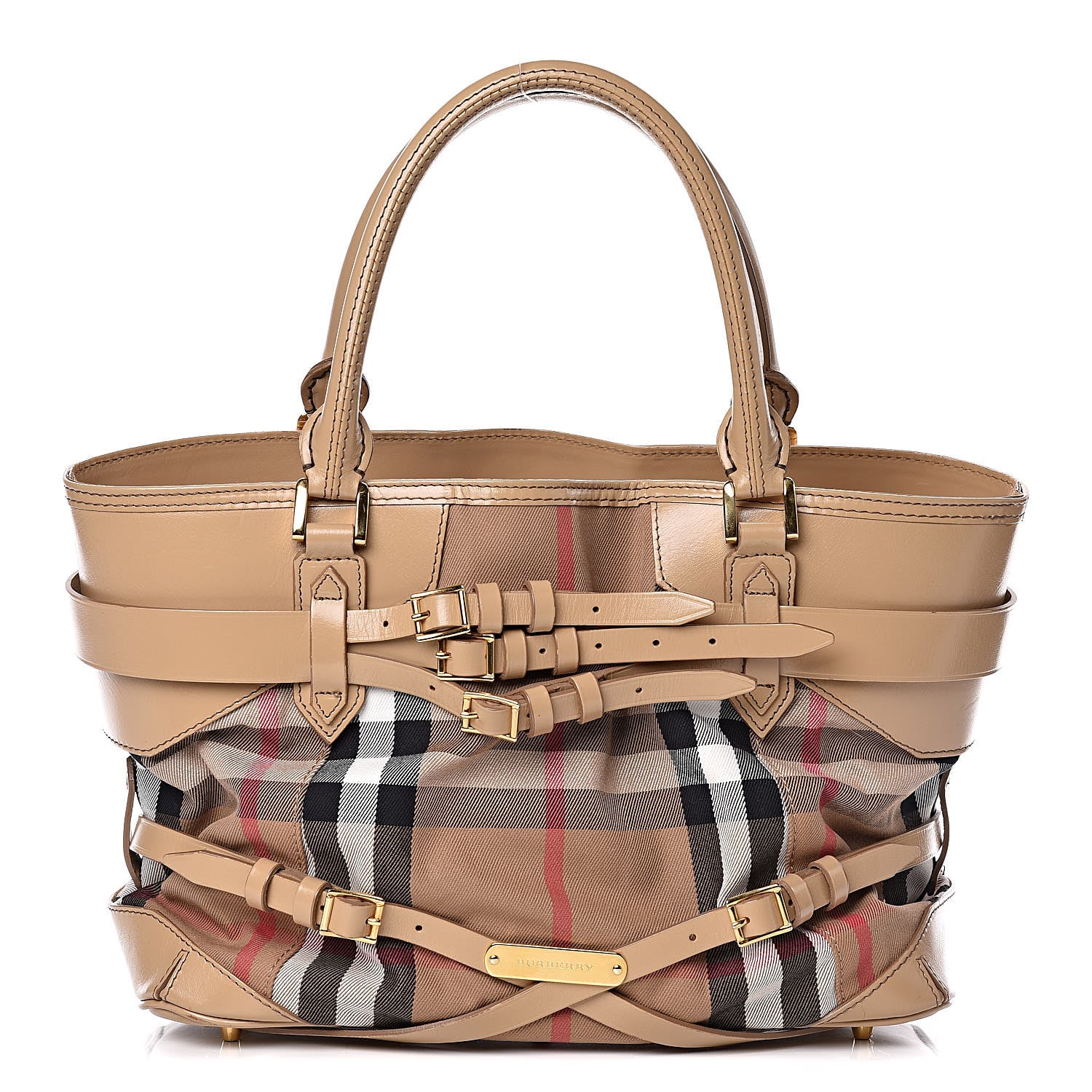 Burberry House Check Bridle Calfskin Medium Lynher Tote Trench 1 of 19