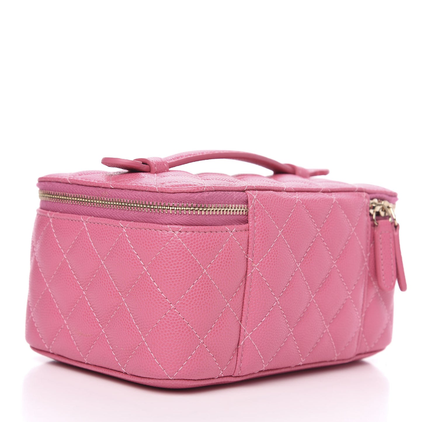 Caviar Quilted Top Handle Jewelry Case Pink