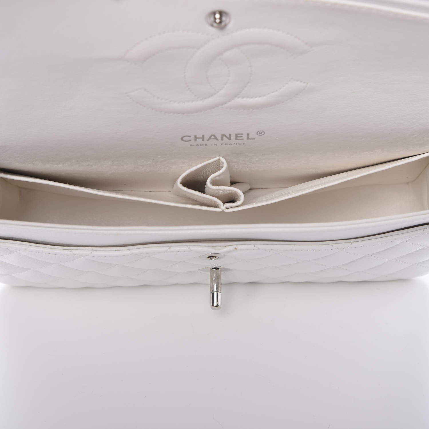 Chanel Caviar Quilted Medium Double Flap White 5 of 12