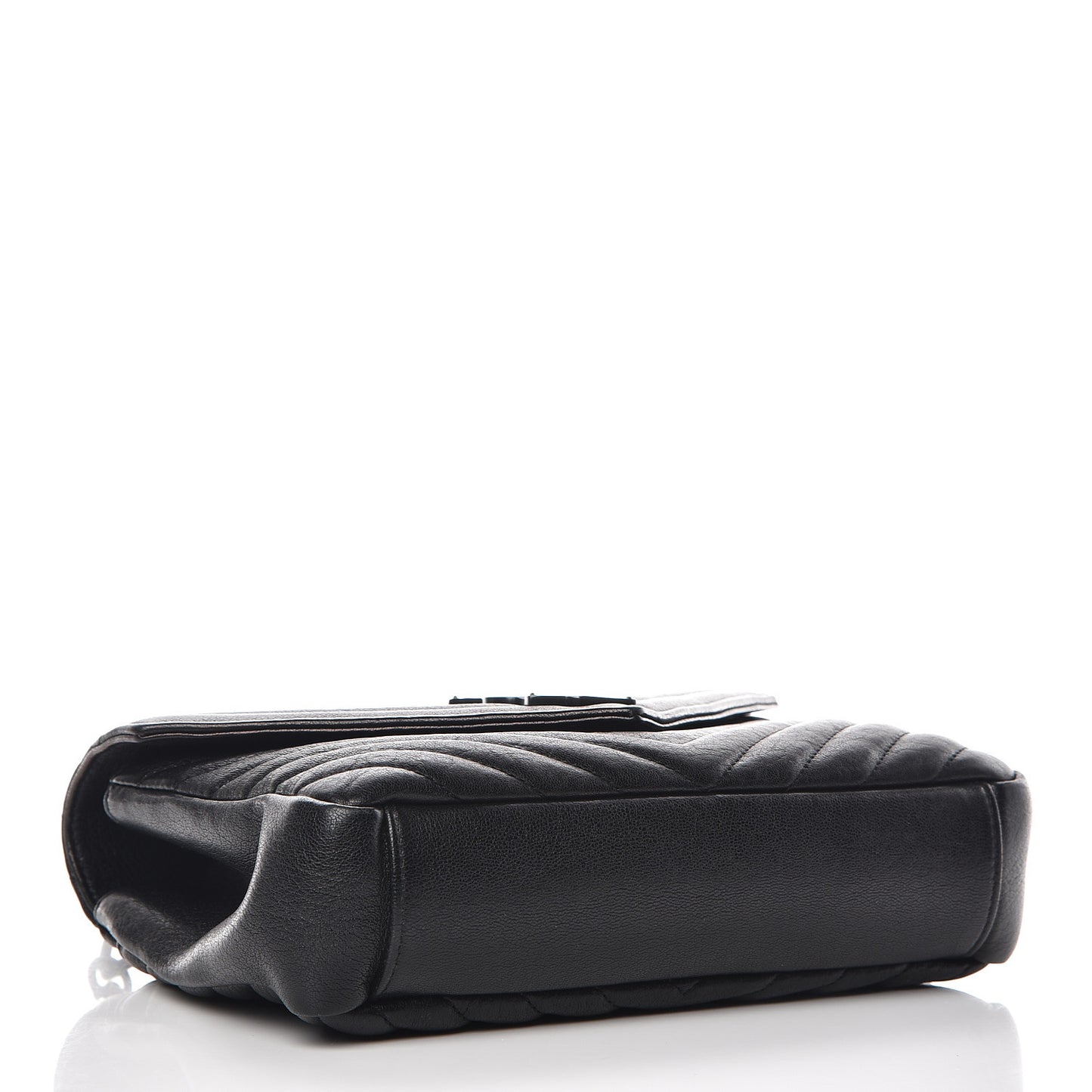 Sheepskin Matelasse Chevron Monogram Medium College Bag Black